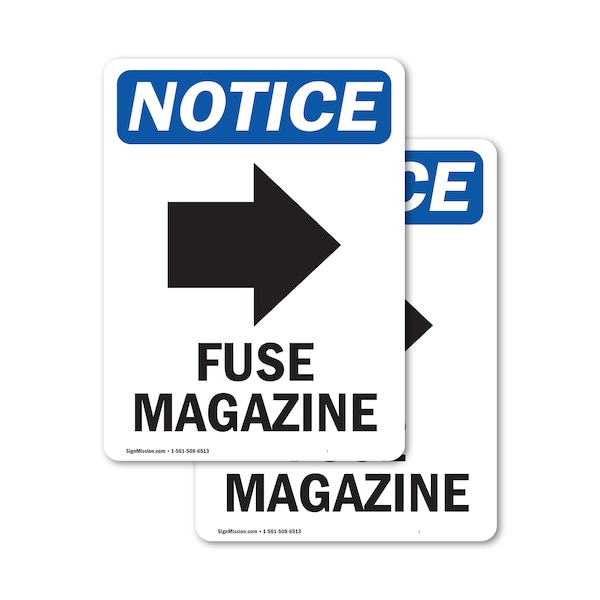 Signmission Fuse Magazine (Right Arrow) Sign With Symbol, 7 in W x Rectangle, Vinyl Decal OS-2PACK-NS-D-710-V-12979 - main